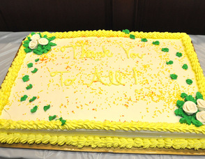 Celebratory cake in appreciation of the work of the three honored non-profit groups: Project Self-Sufficiency, DASI, and, the Hopatcong Woman's Club.