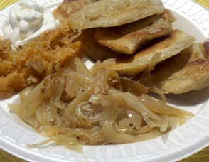 Bell's Mansion Pierogies ready to be enjoyed.