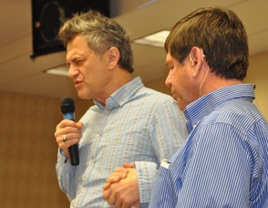 Georgian Banov praying over Living Waters Fellowship with Pastor Tom Litteer.