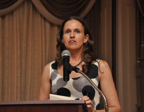 Jennifer Dericks discusses the statistics of the President's Award for Educational Excellence: one-third of the class qualified for the 3.75 GPA.