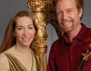 Harpist Merynda Adams and Chris Colllins Lee, violin