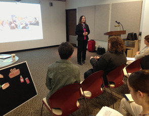 Tricia Twarogowsk speaking to Librarians