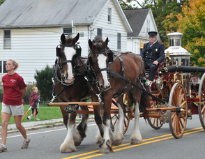 Horse-drawn fire truck, Dover Fire Department.