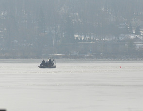 The airboat out on the lake.