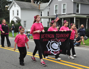 Vernon Township Ladies Auxiliary decked out in pink and black.