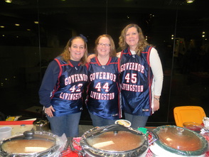 Robin Keller, Margie Cranston and Karen Bandics, who made meatballs representing GL boys basketball
