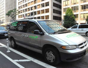 One of the Extreme Energy Solutions vehicles in front of the Washington Post building in Washington, DC.