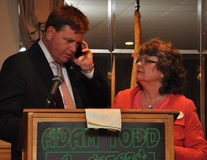 Jim McCracken, Sussex County Ombudsman, and Ailish Hambel, Chair of the Sussex County Republican Committee, announce the official results. 