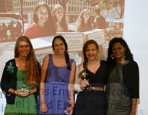 L to R: Elena Tsemberis, Sammi Siegel, Emma Axelrod, and Toni Zimmer, President, League of Women Voters of New Jersey