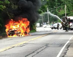 Truck ablaze on Route 206 in Newton.
