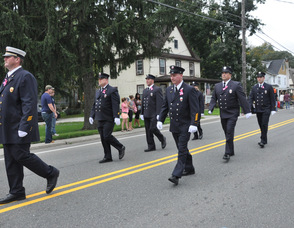 Fredon Fire Department marches in the parade.