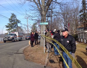 Television stations converge on Budd Lake.