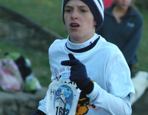 One of the runners heads for the finish.
