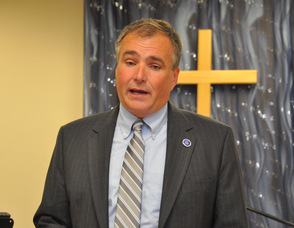 Commissioner of the State Department of Labor and Workforce Development, Harold Wirths addresses the audience.