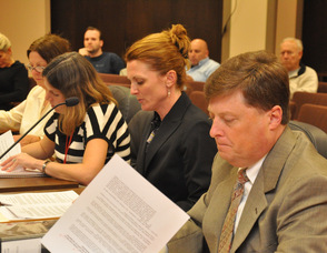 Planner Jessica Caldwell (middle) discussing the tree bank ordinance.