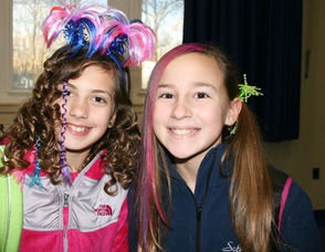 Students with crazy hair on Crazy Hair Day