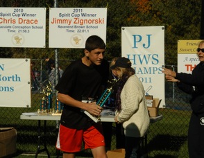 Race Winner, Joseph Dragon, from High Point Regional High School.