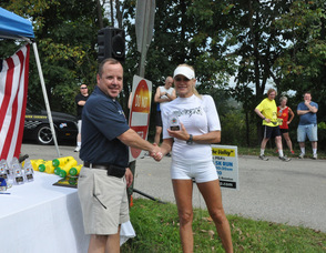 Catherine Stone receives her award.