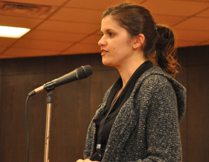 Part-time clerical support Meagan DeJong, introduces herself to the council.