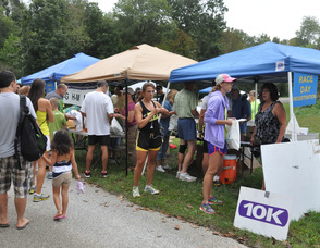Participants check in for the races.