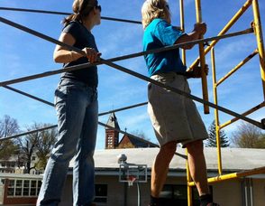 Working on the scaffolding.