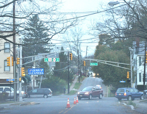 Traffic signals out on Route 206/Route 94, yesterday in Newton. Drivers yielded to one another in those areas.