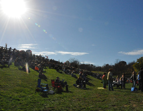 Part of the crowd watching the rodeo.