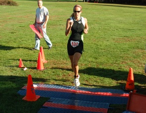 Top female duathlon winner, Tracey Jenkins, age 40, time 1:02.22.