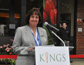 General Store Manager Carole Bracaglia at the podium.