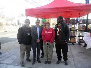 Walgreens Store Manager Chris Morgan (center) with employees