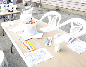 Coloring projects for some of the children visiting the event.