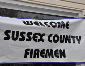 One of the signs welcoming the fire departments to Ogdensburg.