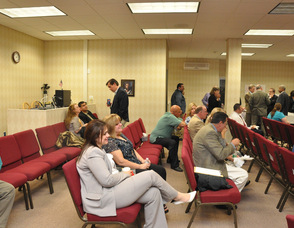 Guests pack Living Waters Fellowship for the event.