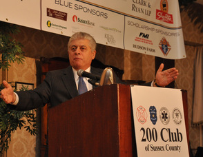 Andrew Napolitano, Fox News Senior Analyst, and former New Jersey Superior Court Judge, addresses The 200 Club of Sussex County.