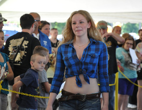 A Daisy Duke look-a-like enjoys her time in the spotlight.