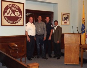 (L-R)Captain Smeraldo, Sam Sicoli, Captain McGee, Mayor Parisi
