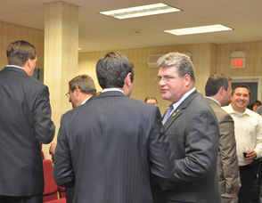 Senator Steven Oroho speaks with guests.