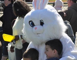 The Easter Bunny gives out hugs and candy in Newton.