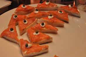 Smoked Salmon Canapés by Perona Farms, and Chef Kirk Avondoglio.