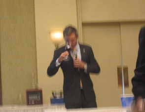 Sommelier Dana Geiser tasting wine