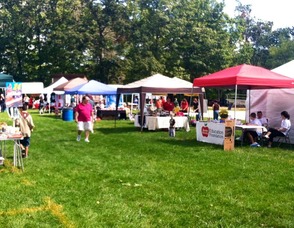 Booths of various organizations lined up at Byram Day.