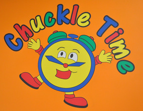 The Chuckle Time Logo at the entrance foyer.
