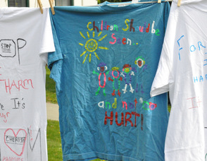 The artwork took on different styles, including this one painted with a message about abuse towards children.