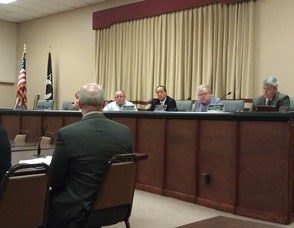 Members of the Vernon Township Council listen to a public presentation.