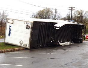 Truck body overturned at Essex Green-Shoprite parking lot
