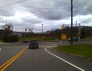 Facing Route 94 by the Fredon School; traffic signals still totally down on November 1.
