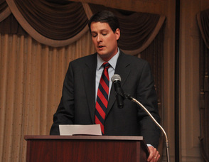 Timothy Dinan of Laddey, Clark & Ryan presents the Brian M. Laddey Memorial scholarship.