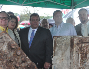 Governor Chris Christie at the unveiling of the 9/11 Memorial in West Orange, September 2011.