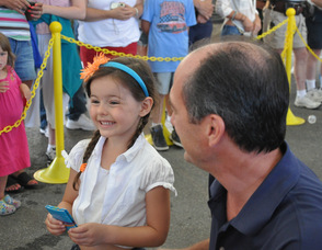 Mattingly Niles smiles as Claude Jaillet, General Manager of Franklin Sussex Auto Mall, hands her her gift card.
