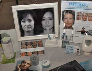 Skin care products on display, including the Galvanic Spa.